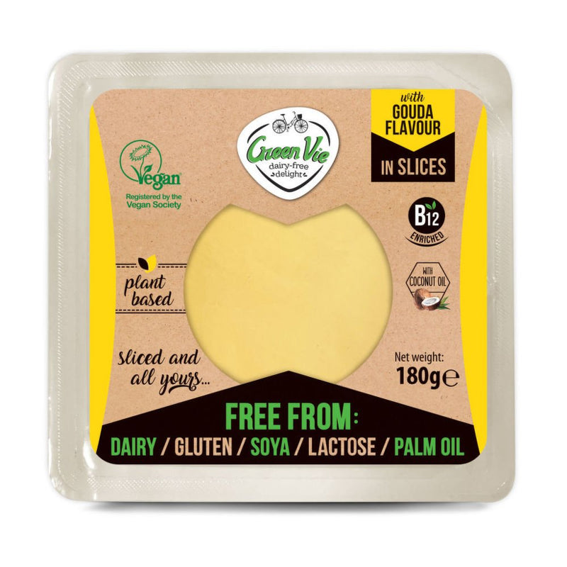 Veganská alternativa sýru gouda plátky 180g GreenVie
