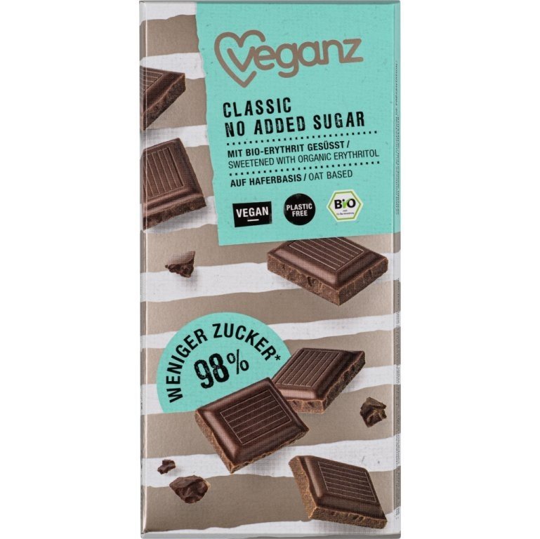 Čokoláda bez přidaného cukru Classic 80 g BIO Vegan VEGANZ