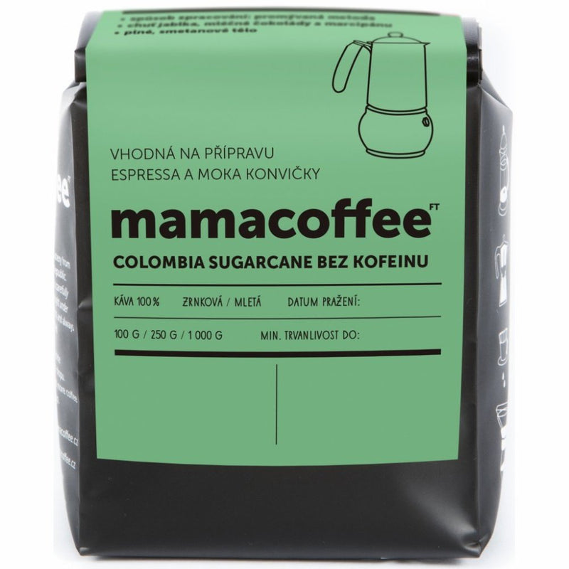 Colombia Sugarcane bez kofeinu zrno MAMACOFFEE