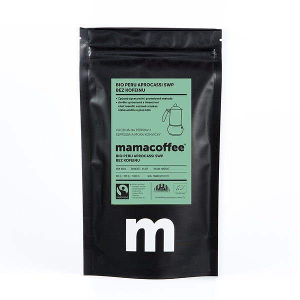 Peru SWP bez kofeinu zrno 1 kg BIO Mamacoffee