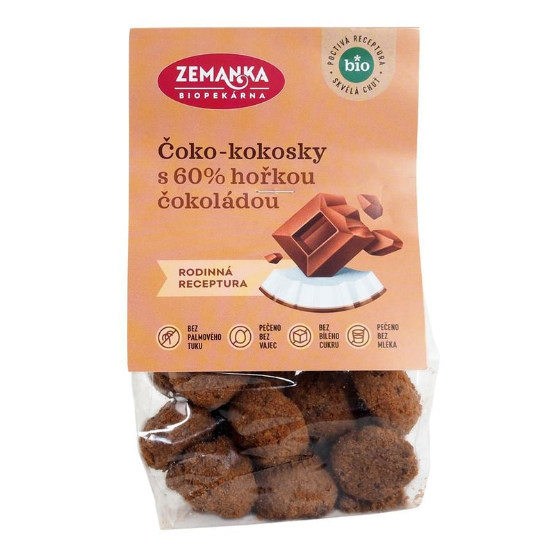 Čoko-kokosky s 60% hořkou čokoládou 100 g BIO ZEMANKA