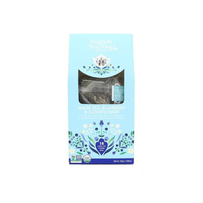 Bílý čaj - bezový květ, borůvka 15 pyramidek 30 g BIO ENGLISH TEA SHOP