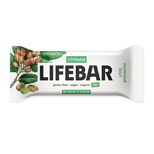 Tyčinka Lifebar pistáciová s chia RAW BIO 40 g LIFEFOOD