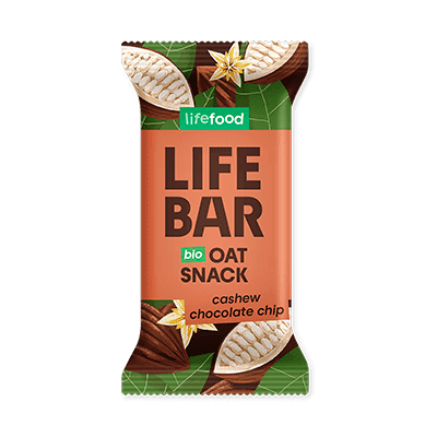 Lifebar Oat snack s kešu a kousky čokolády BIO 40 g LIFEFOOD