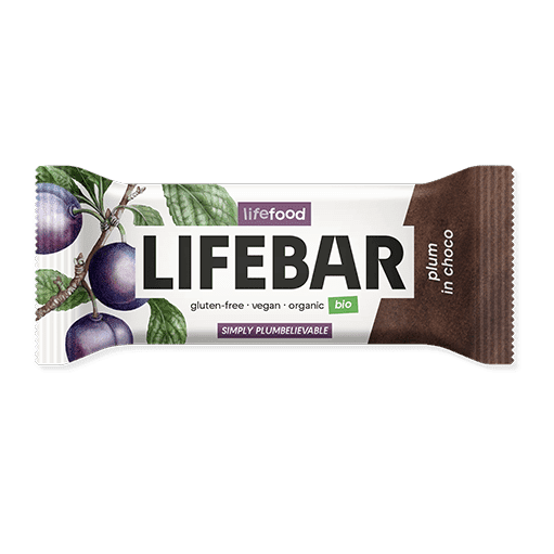 Tyčinka švestková v čokoládě BIO RAW Lifebar 40 g LIFEFOOD