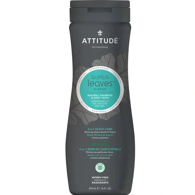 Přírodní pánský šampon & tělové mýdlo (2v1) proti lupům 473 ml ATTITUDE Super leaves