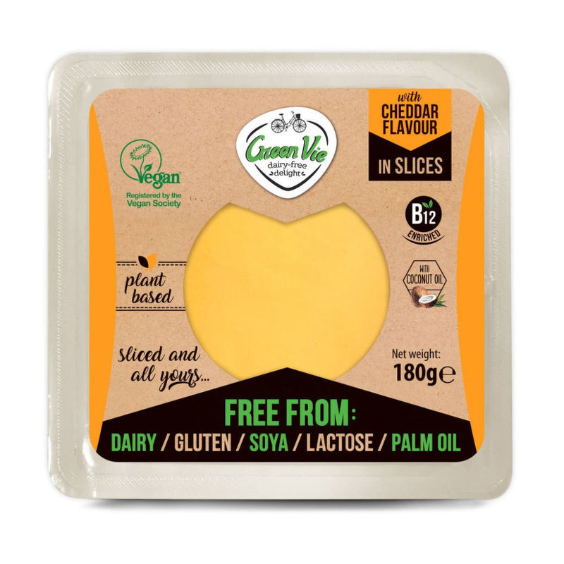 Veganská alternativa sýru "cheddar" plátky 180 g GREENVIE