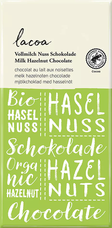 Mléčná čokoláda s lískovými oříšky 80 g BIO LACOA