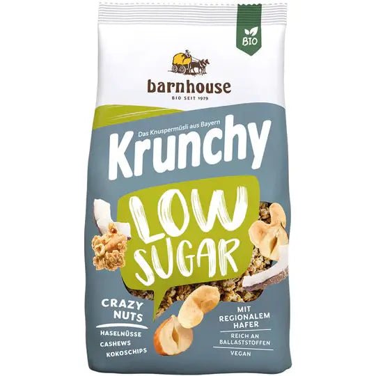Krunchy Crazy Nuts se sníženým obsahem cukru 375 g BIO BARNHOUSE