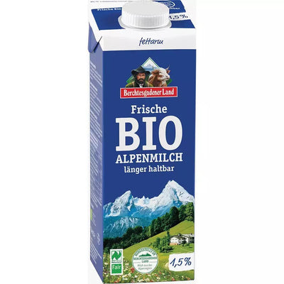 Čerstvé alpské mléko polotučné 1,5% 1l BIO BERCHTESGADENER LAND