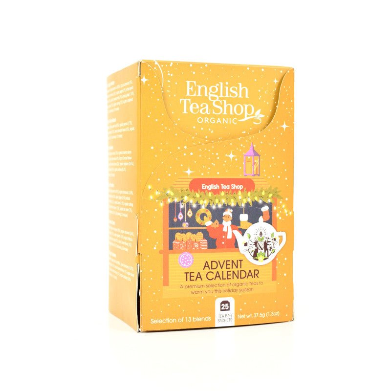 Adventní vánoční čajový kalendář Gold, 25 sáčků, 13 příchutí, BIO English Tea Shop