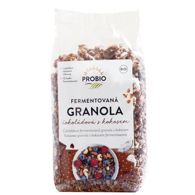 Granola fermentovaná čokoládová s kokosem 300 g BIO PROBIO