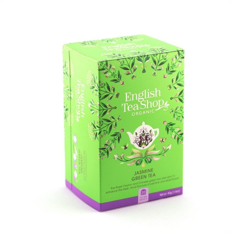 Zelený čaj s jasmínem a bezovým květem 40g 20ks BIO English Tea Shop